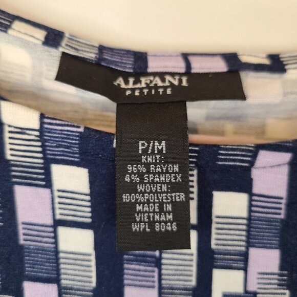 ALFANI Navy Blue and Lavender Tunic Hi/Low Top P/M - Picture 5 of 5